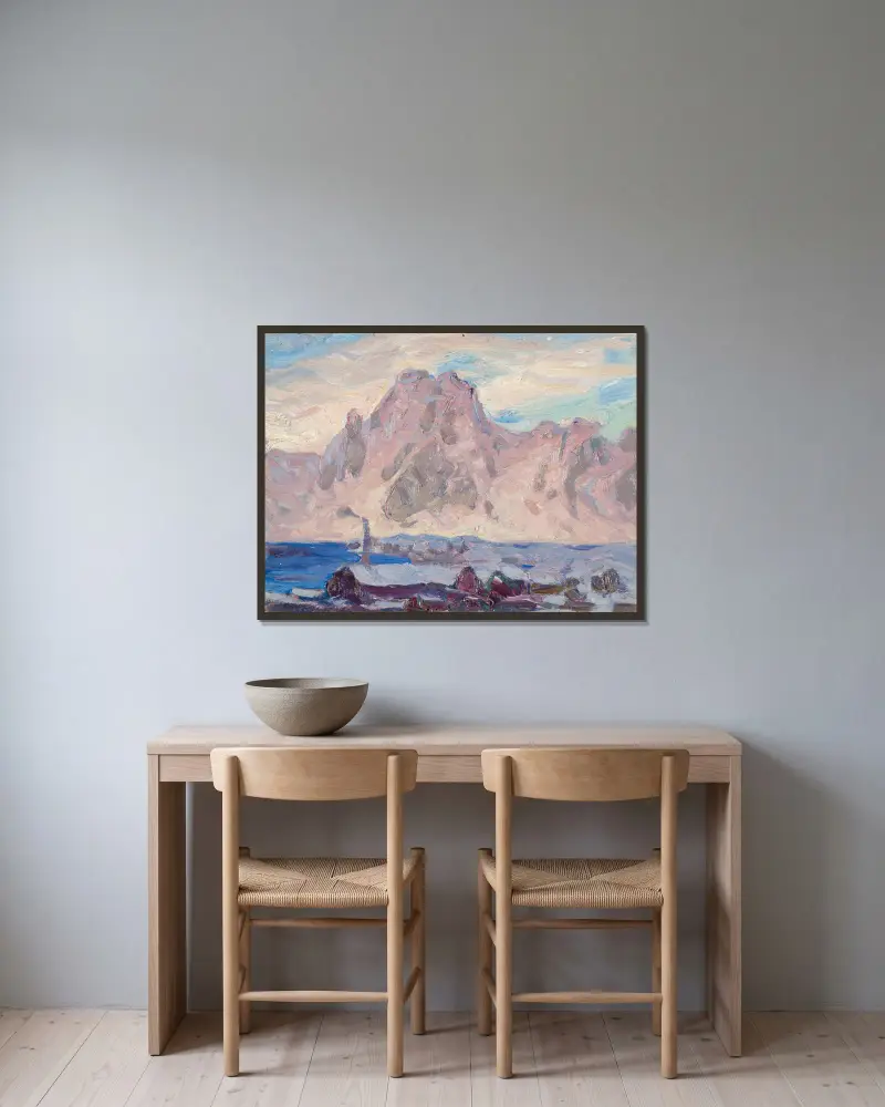 Lofoten w fiolecie. Studium, Anna Boberg w ramie na ścianie