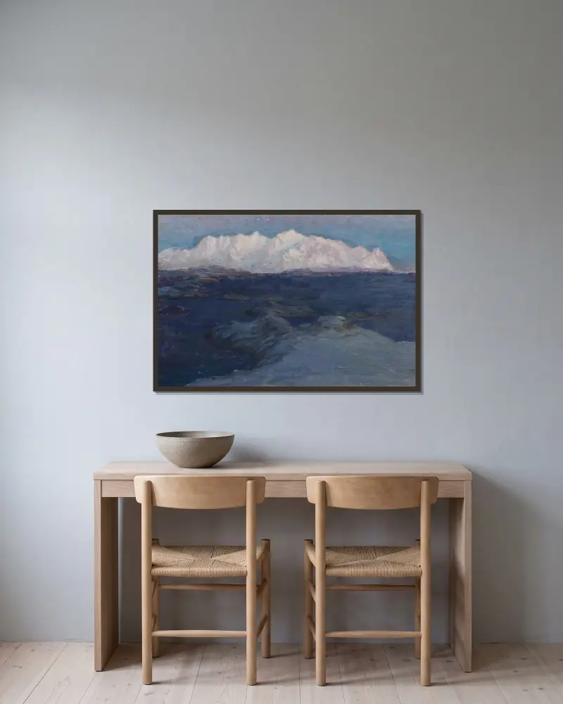 Natt över Store Molla. Studie från Lofoten av Anna Boberg inramad på en vägg