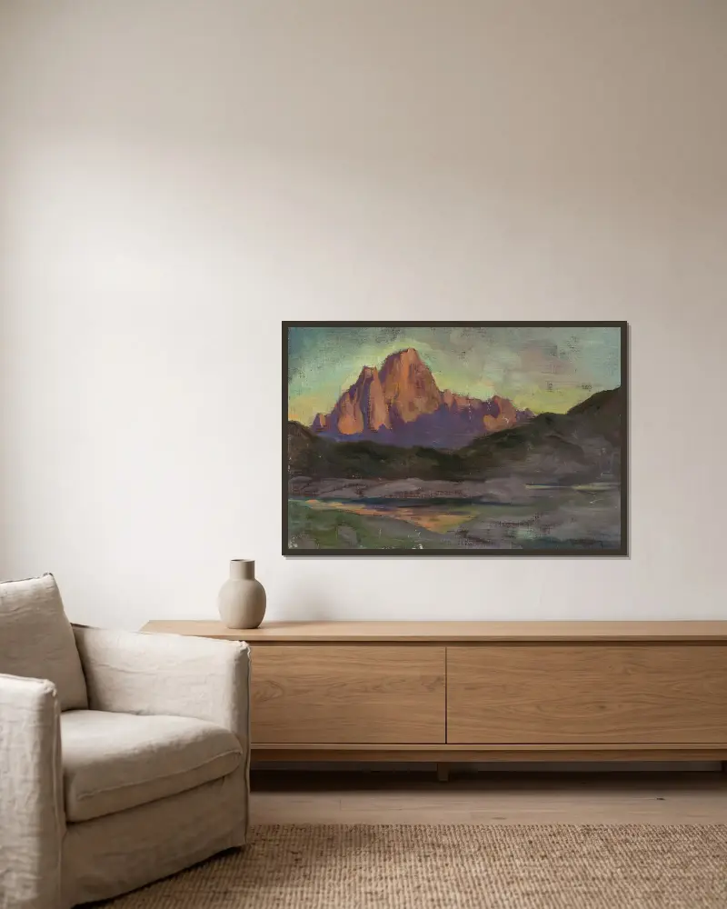 Vågakallen. Studie aus Lofoten von Anna Boberg gerahmt an einer Wand