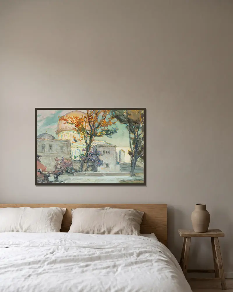 Blick auf Jerusalem. Studie von Anna Boberg gerahmt an einer Wand