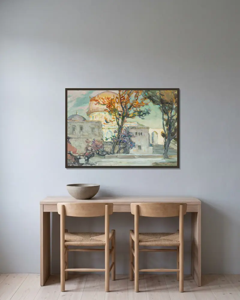 Blick auf Jerusalem. Studie von Anna Boberg gerahmt an einer Wand