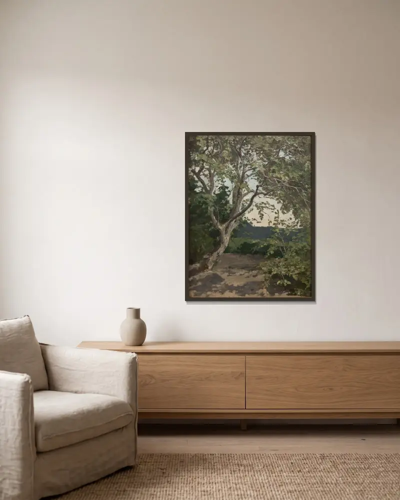 A Tree. Study av Anna Nordlander inramad på en vägg