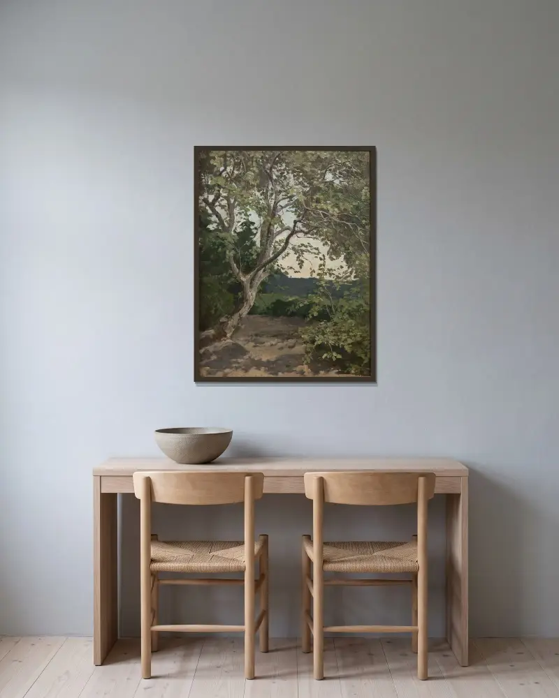A Tree. Study av Anna Nordlander inramad på en vägg