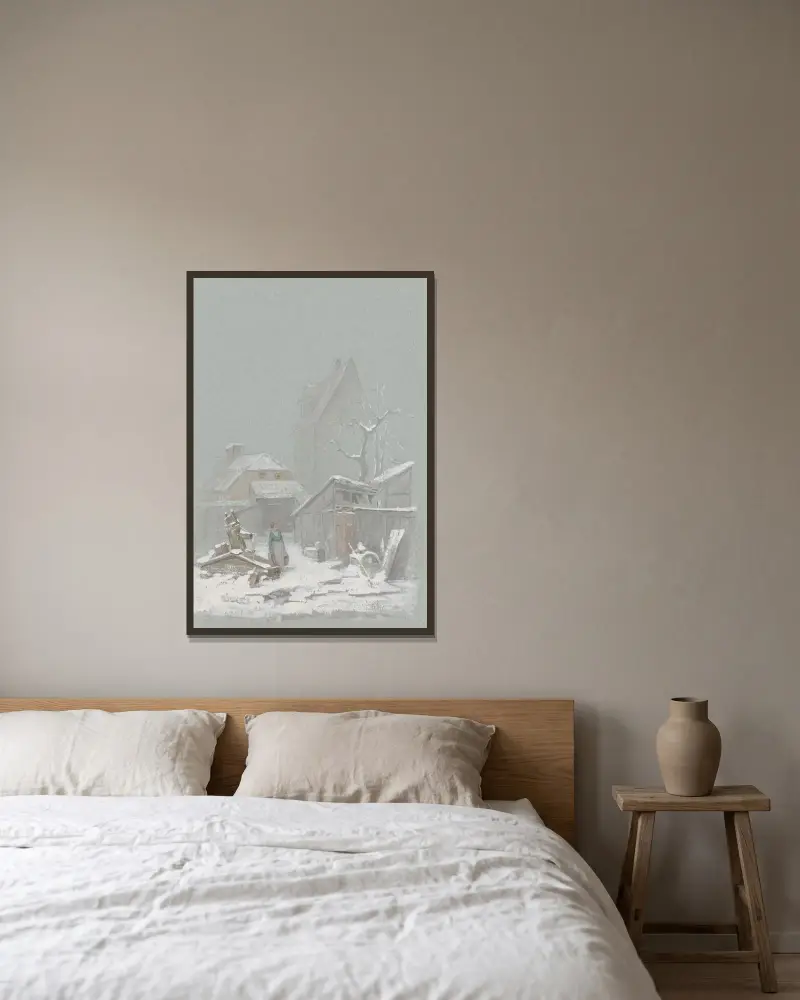 Schelfloo im Schnee von Anna Nordlander gerahmt an einer Wand
