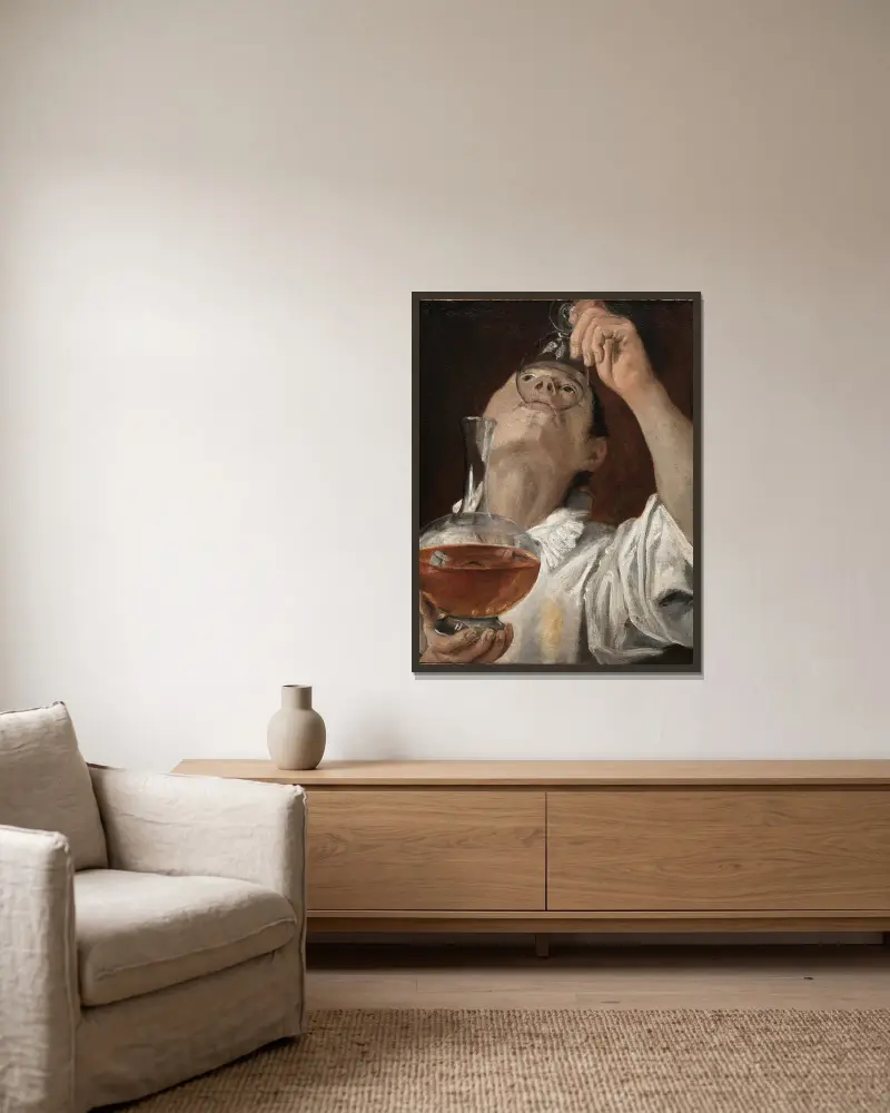 Pijící chlapec, Annibale Carracci v rámu na stěně