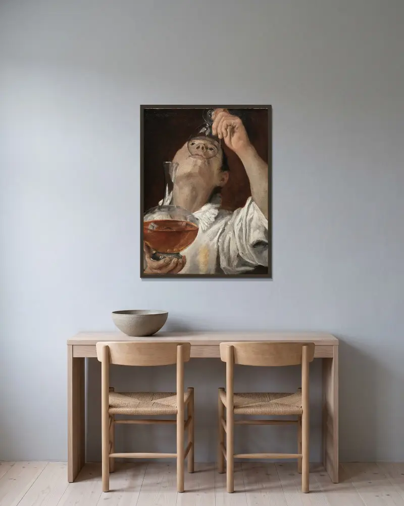 Pijící chlapec, Annibale Carracci v rámu na stěně