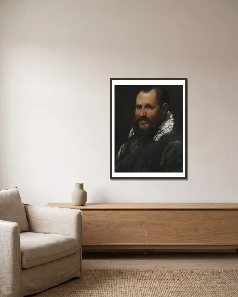 Portrait Of A Man av Annibale Carracci inramad på en vägg