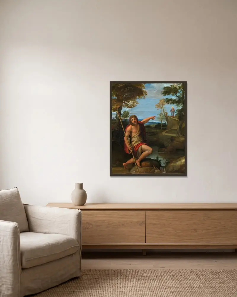 Johannes döparen av Annibale Carracci inramad på en vägg