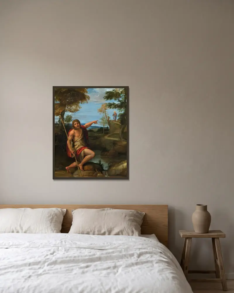 Johannes döparen av Annibale Carracci inramad på en vägg