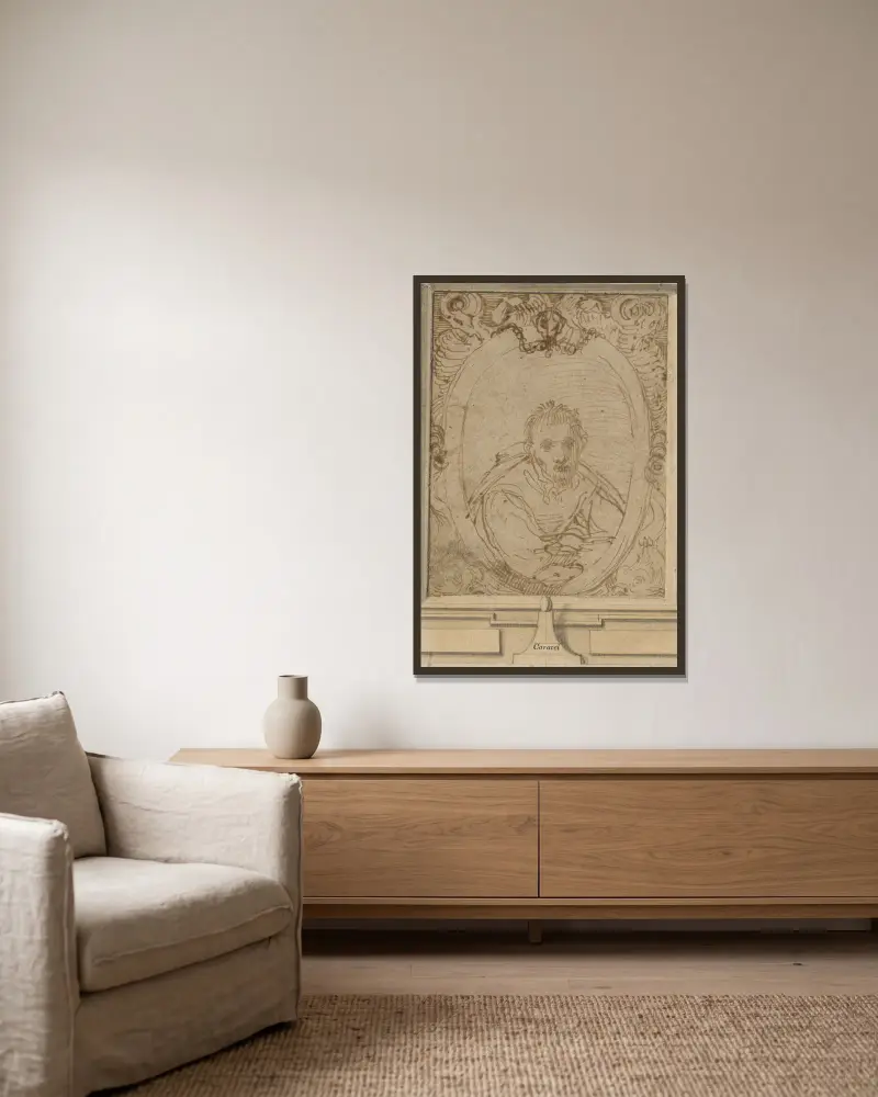 Autoportrét, Annibale Carracci v rámu na stěně