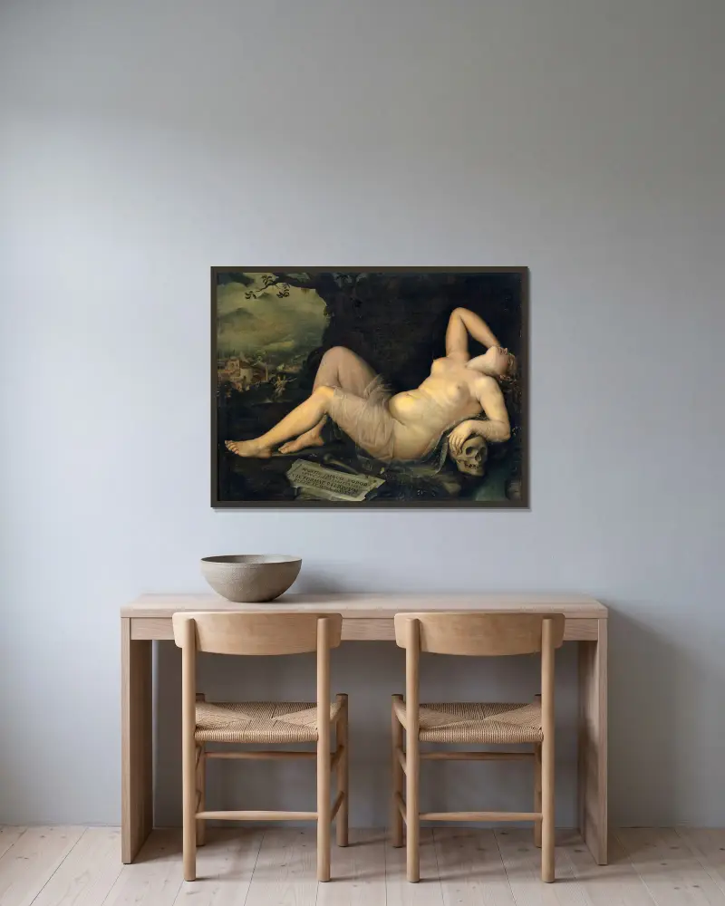 Sleep, an Image of Death av Annibale Carracci inramad på en vägg