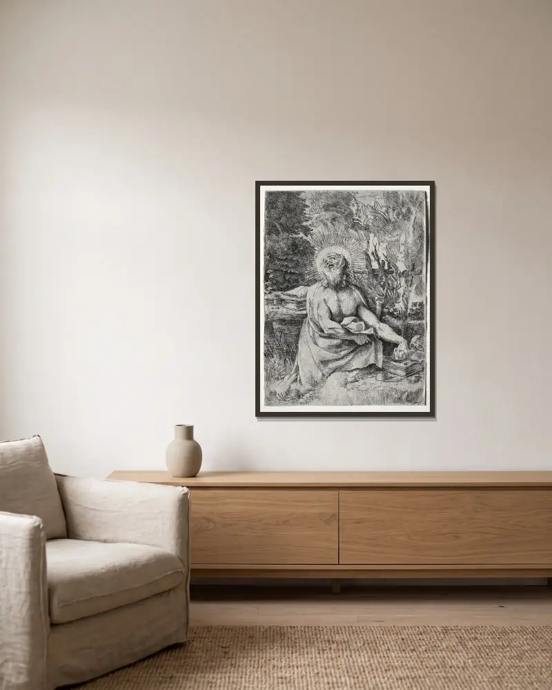 Svatý Jeroným, Annibale Carracci v rámu na stěně