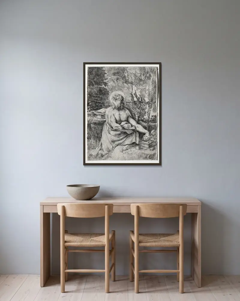 Svatý Jeroným, Annibale Carracci v rámu na stěně