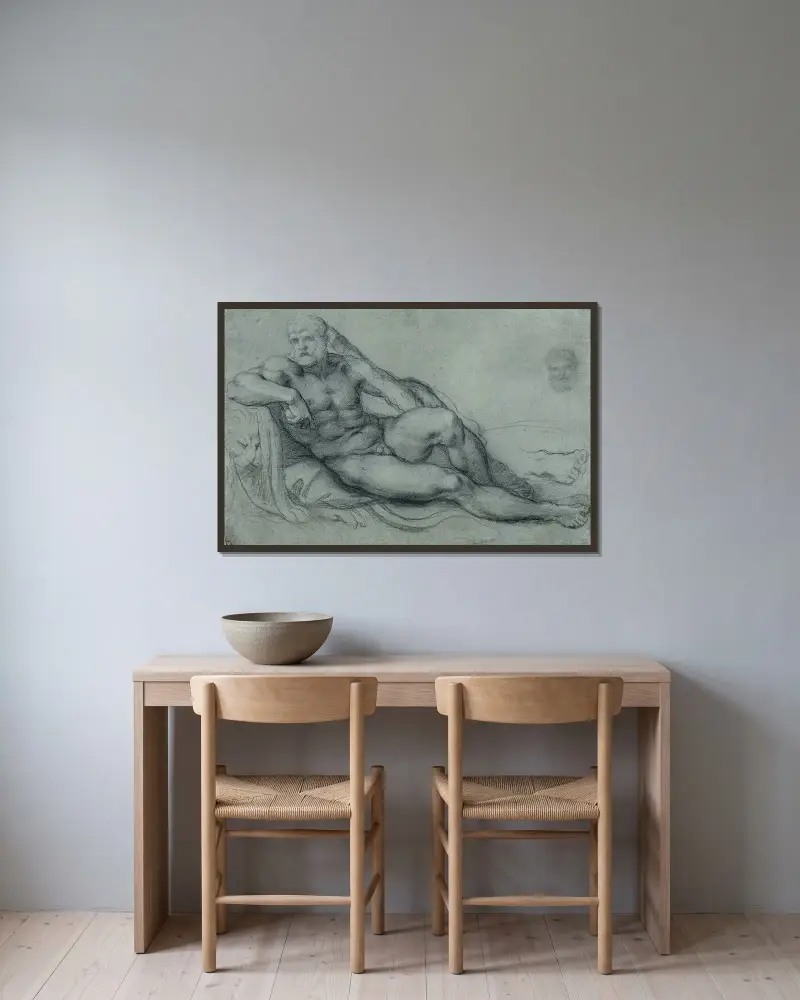 Studie av vilande Herkules, med separata studier av hans huvud och fot av Annibale Carracci inramad på en vägg