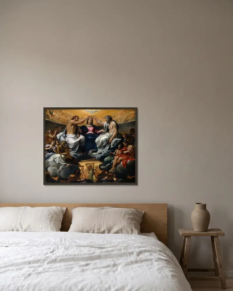 Die Krönung Marias von Annibale Carracci gerahmt an einer Wand