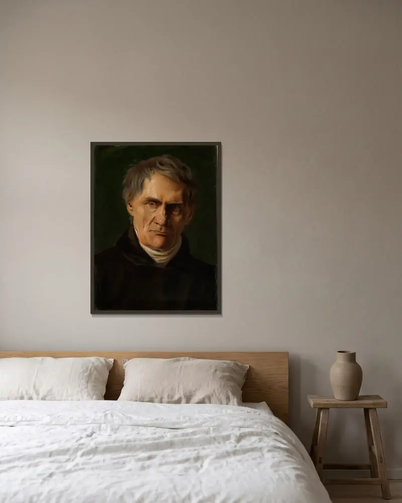 Bildnis eines älteren Herrn av Anselm Feuerbach inramad på en vägg