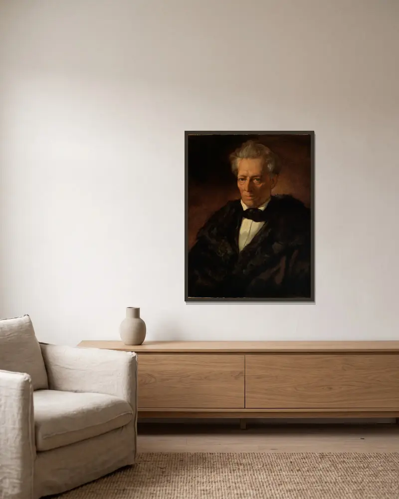 Porträtt av professor Karl Theodor Welcker av Anselm Feuerbach inramad på en vägg