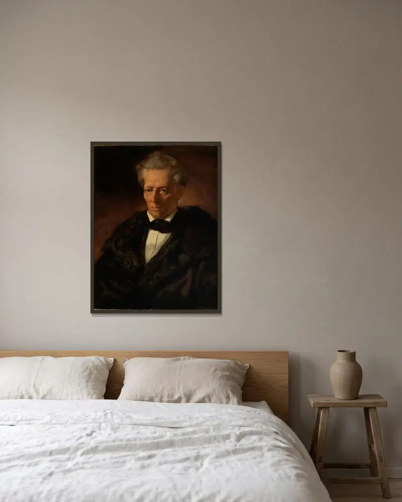 Porträtt av professor Karl Theodor Welcker av Anselm Feuerbach inramad på en vägg