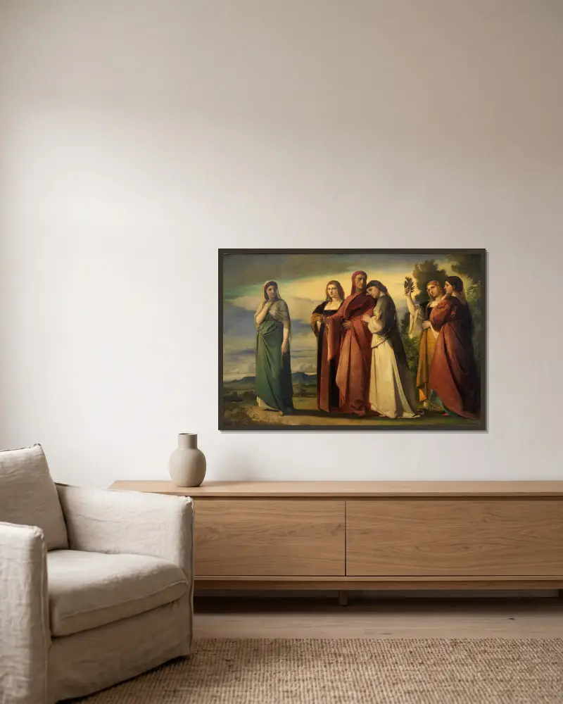 Dante und die edlen Frauen von Ravenna av Anselm Feuerbach inramad på en vägg