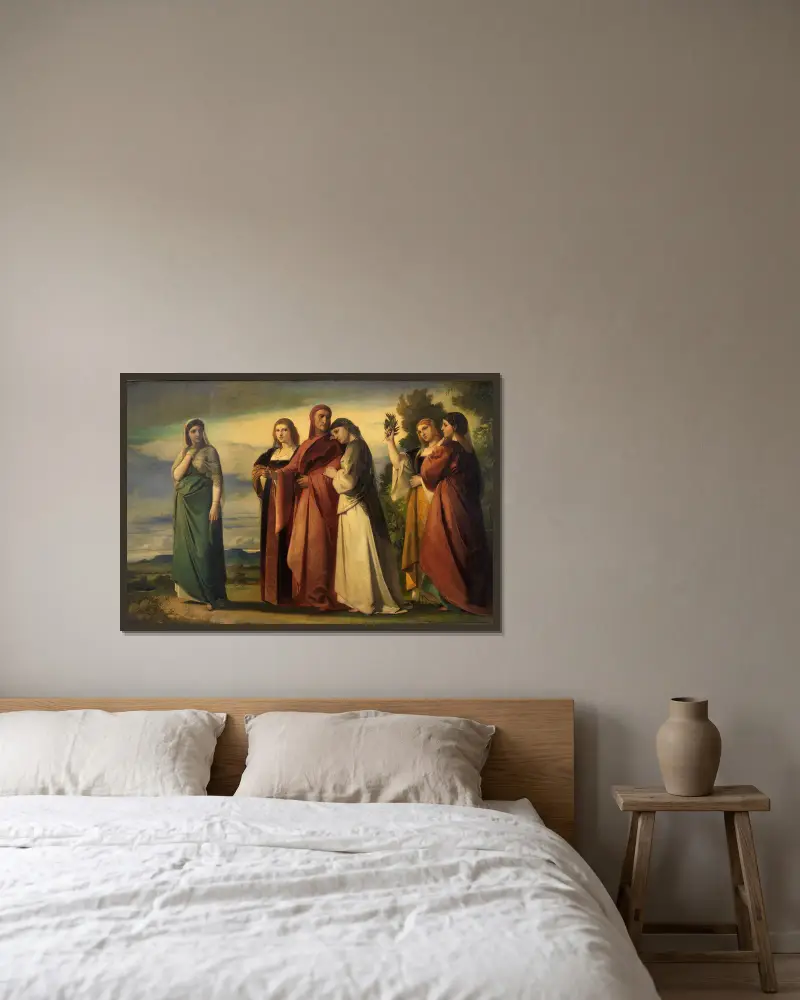 Dante und die edlen Frauen von Ravenna av Anselm Feuerbach inramad på en vägg