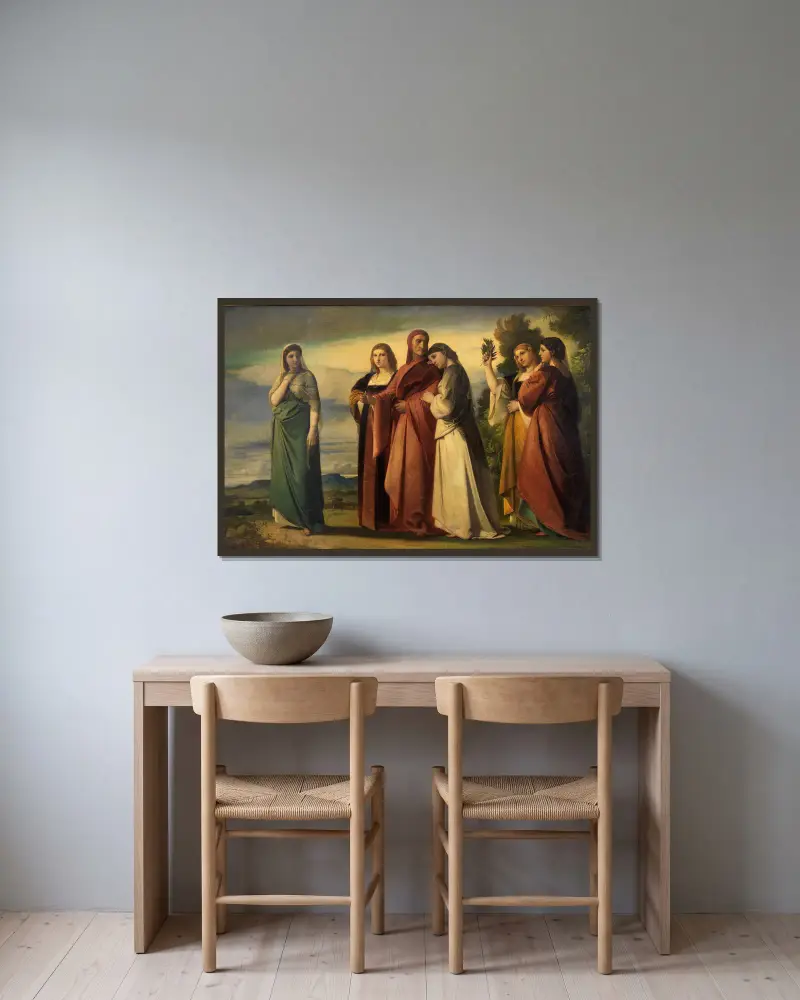 Dante und die edlen Frauen von Ravenna av Anselm Feuerbach inramad på en vägg