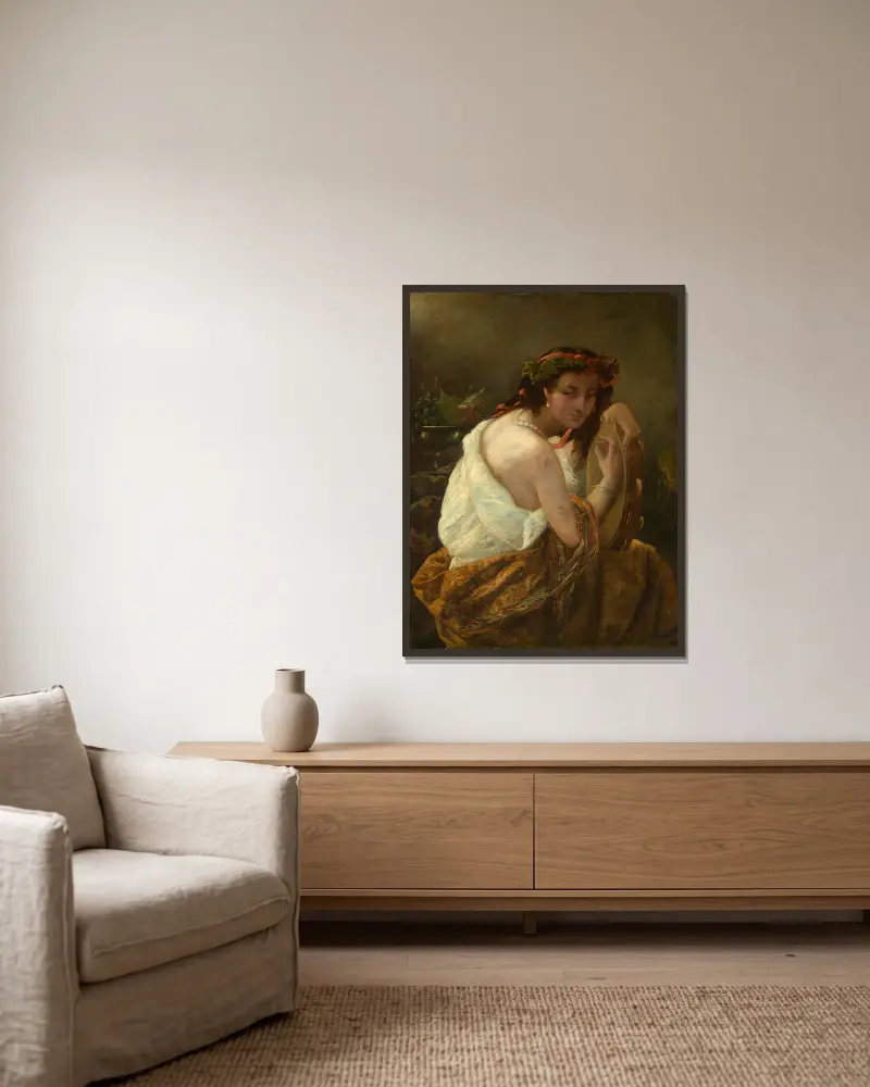 Gypsy with tambourine av Anselm Feuerbach inramad på en vägg