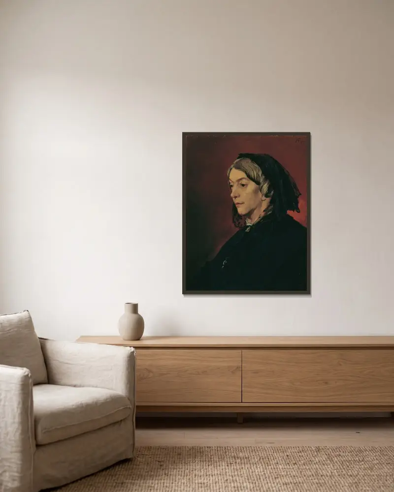 Henriette Feuerbach, konstnärens styvmor av Anselm Feuerbach inramad på en vägg