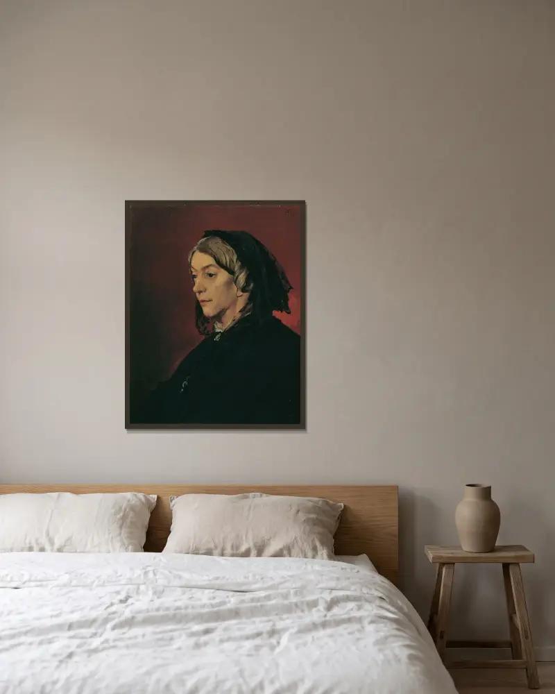 Henriette Feuerbach, konstnärens styvmor av Anselm Feuerbach inramad på en vägg