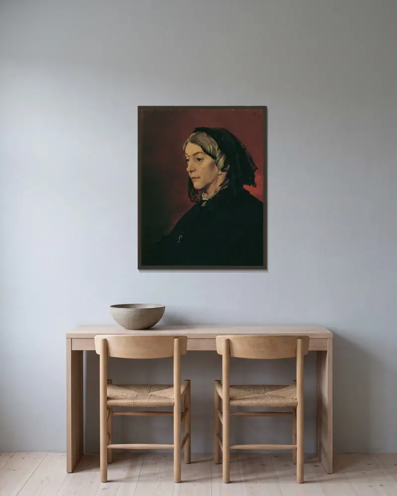 Henriette Feuerbach, konstnärens styvmor av Anselm Feuerbach inramad på en vägg