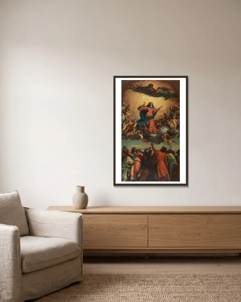 Himmelfahrt Mariä von Anselm Feuerbach gerahmt an einer Wand