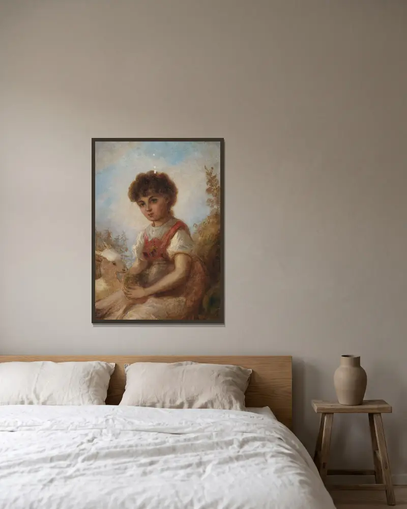 Kleines Mädchen mit einer Ziege av Anselm Feuerbach inramad på en vägg