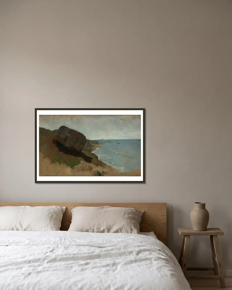 Küste bei Porto d’Anzio av Anselm Feuerbach inramad på en vägg