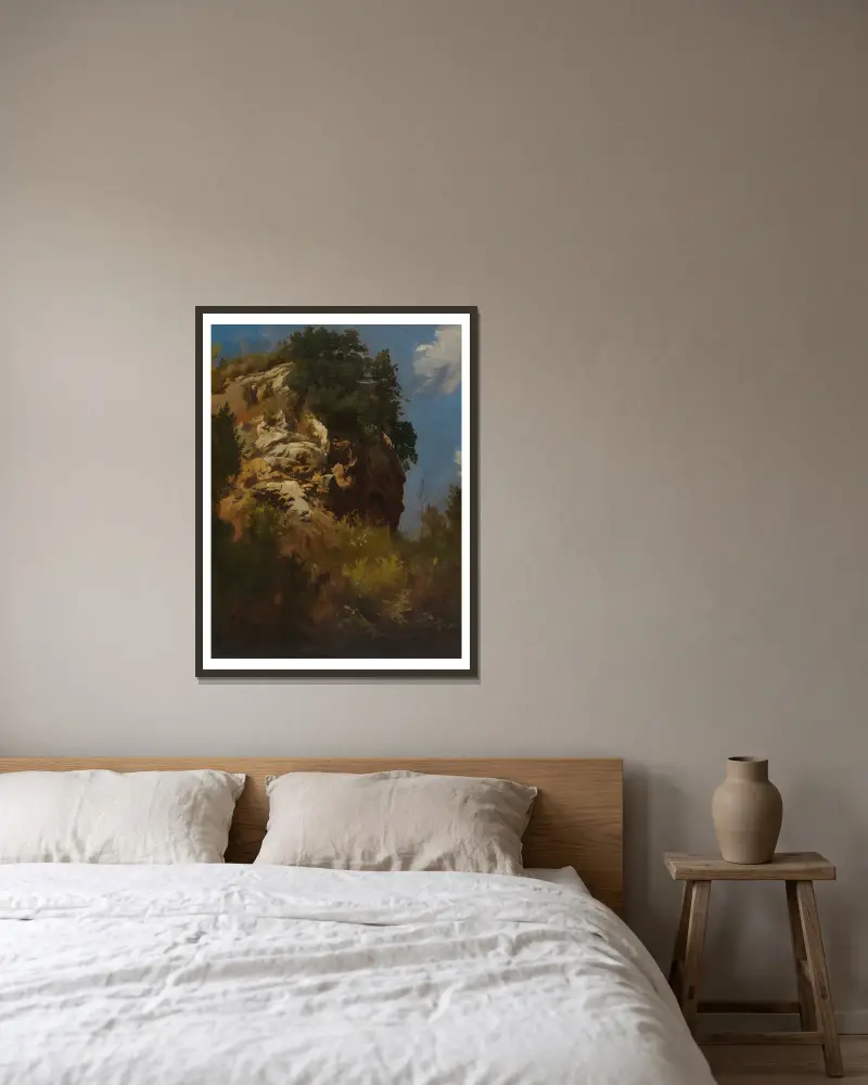 Landschaft, Felsgestein av Anselm Feuerbach inramad på en vägg