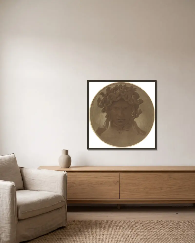 Haupt der Medusa von Anselm Feuerbach gerahmt an einer Wand