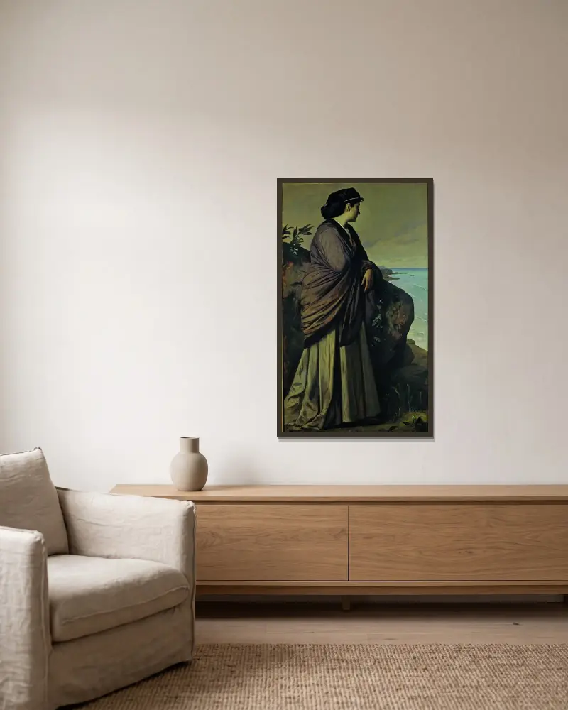 På havsstranden (Modern Iphigenia) av Anselm Feuerbach inramad på en vägg