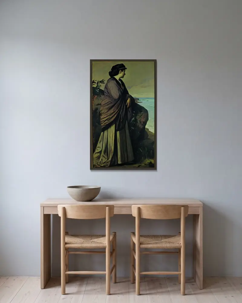 På havsstranden (Modern Iphigenia) av Anselm Feuerbach inramad på en vägg