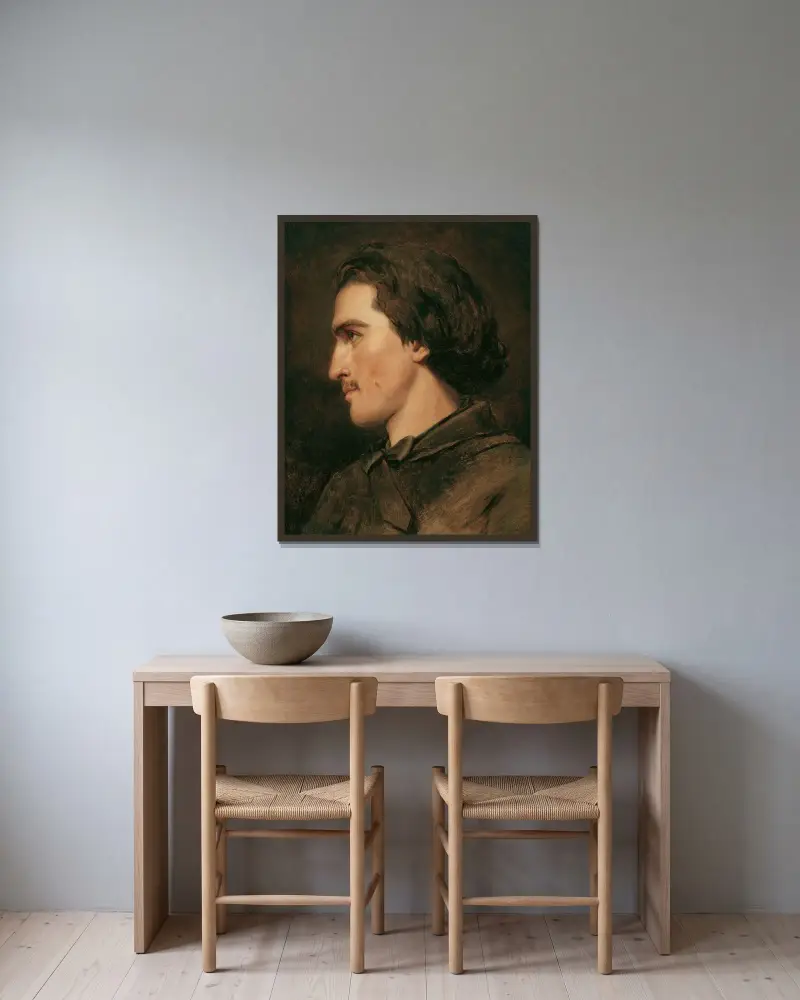 Självporträtt av Anselm Feuerbach inramad på en vägg