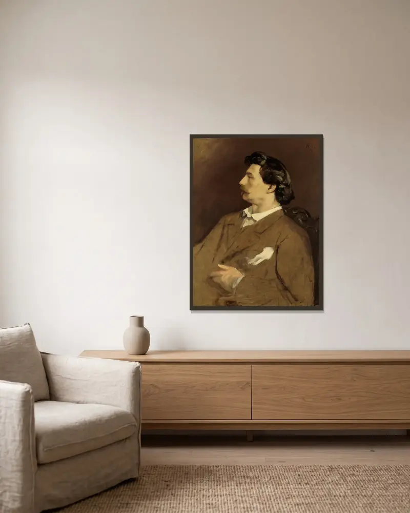 Selbstbildnis, 1878 von Anselm Feuerbach gerahmt an einer Wand