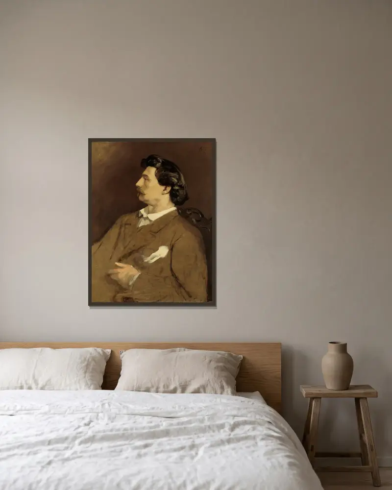 Selbstbildnis, 1878 von Anselm Feuerbach gerahmt an einer Wand
