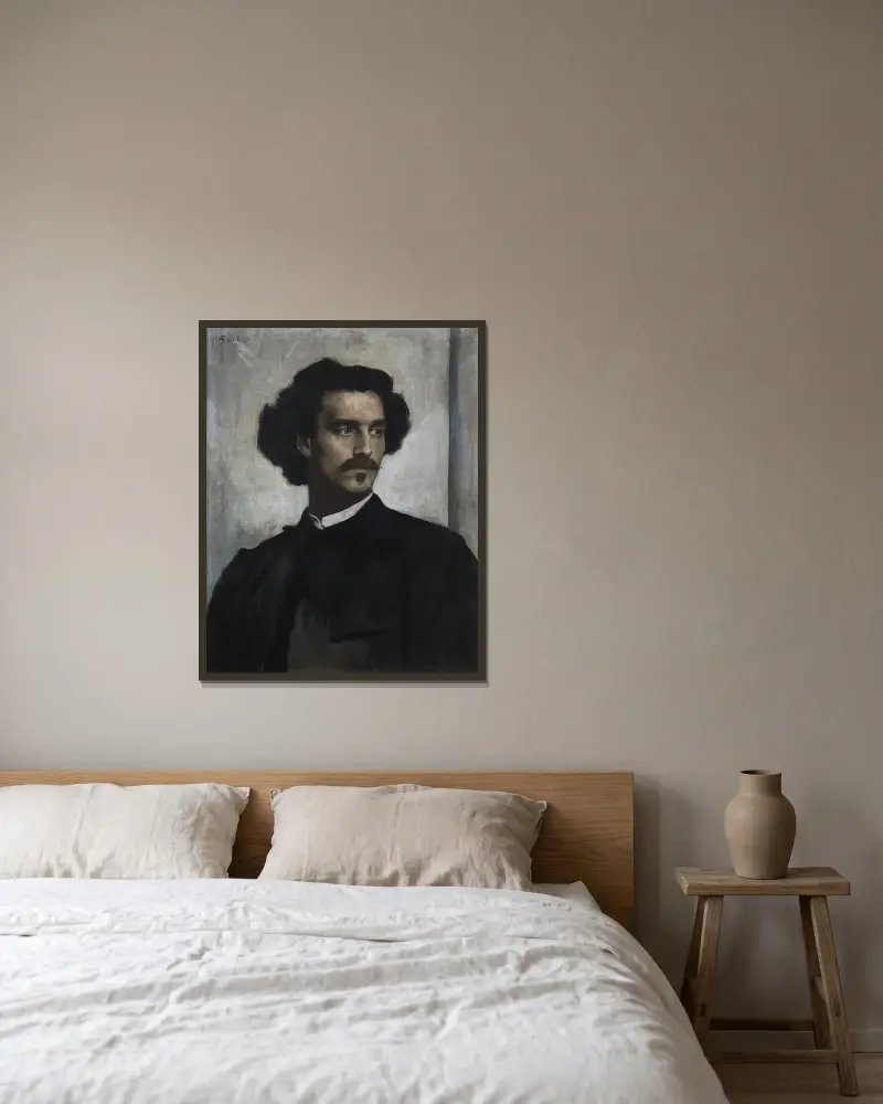 Selbstporträt von Anselm Feuerbach gerahmt an einer Wand