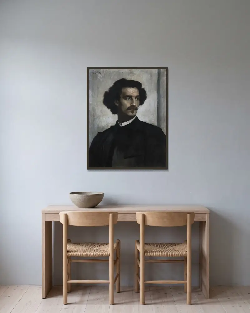 Selbstporträt von Anselm Feuerbach gerahmt an einer Wand