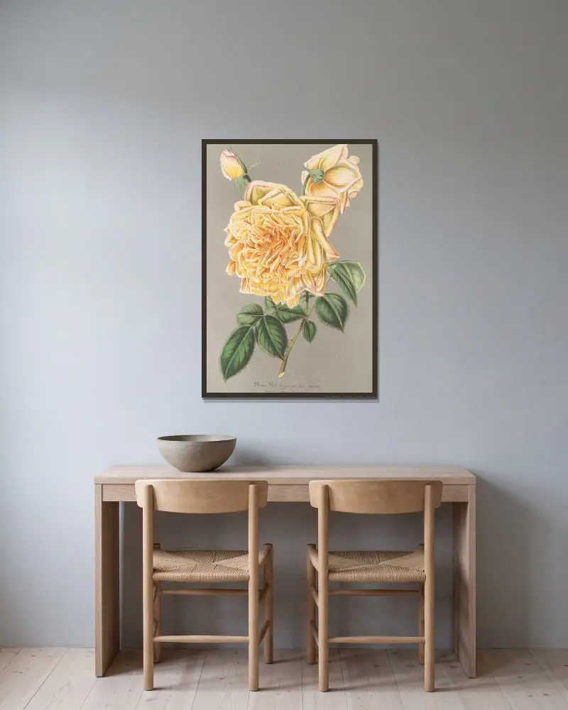 Rose (Thé) Jaune d’or av Charles Antoine Lemaire inramad på en vägg