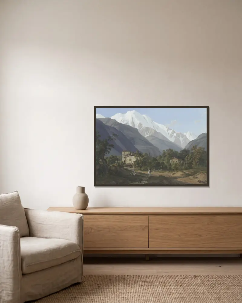 Vue de St. Gervais, de l’Aiguille blance, & du bon homme av Jean-Antoine Linck inramad på en vägg