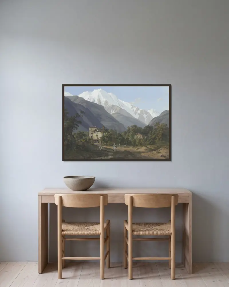 Vue de St. Gervais, de l’Aiguille blance, & du bon homme av Jean-Antoine Linck inramad på en vägg