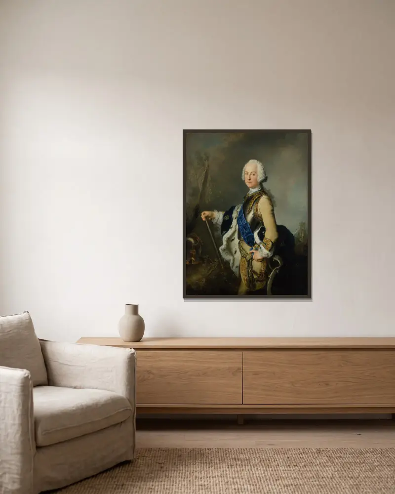 Adolf Fredrik of Sweden av Antoine Pesne inramad på en vägg