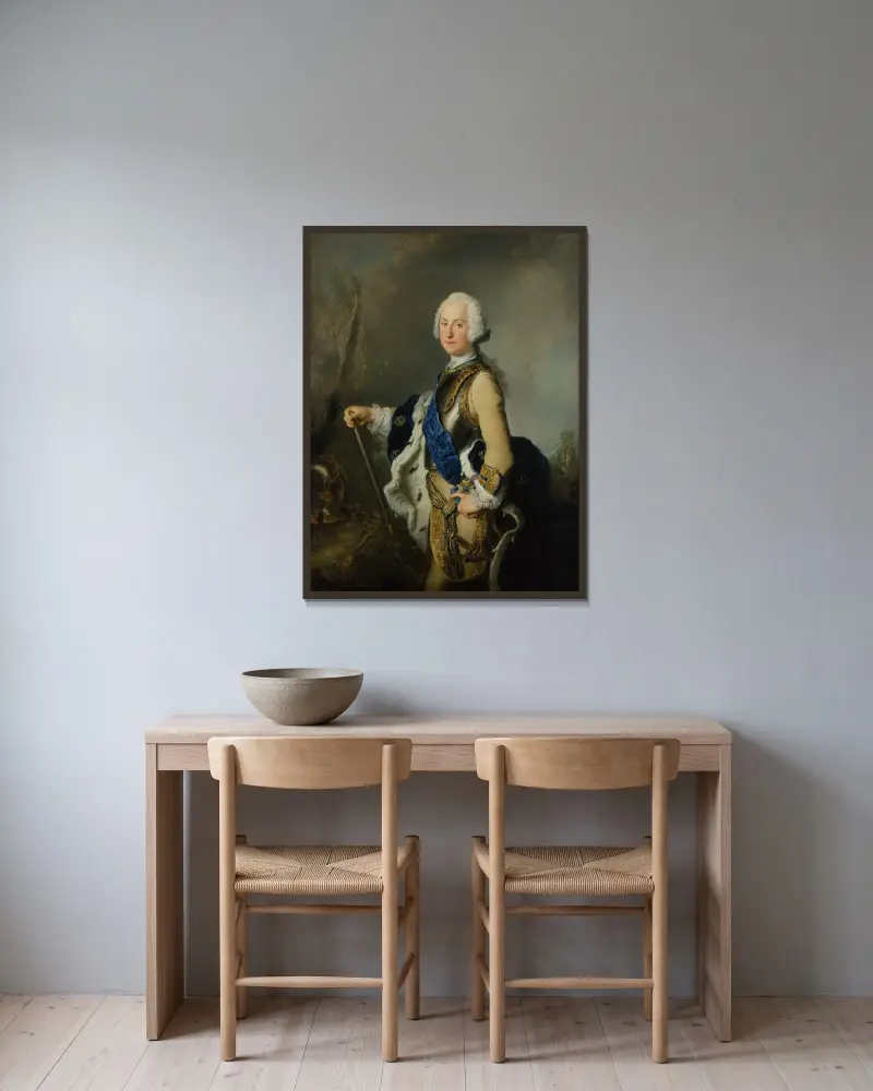 Adolf Fredrik of Sweden av Antoine Pesne inramad på en vägg