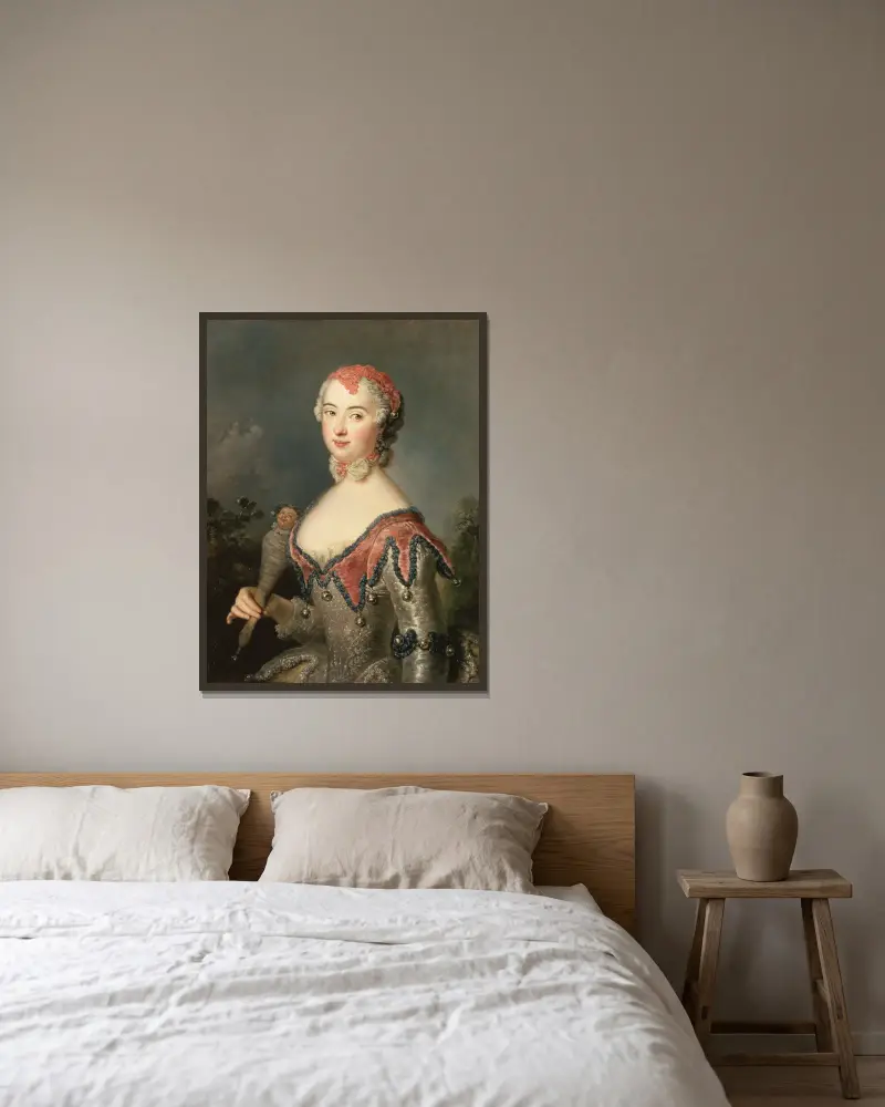 Charlotta Fredrika Sparre av Antoine Pesne inramad på en vägg