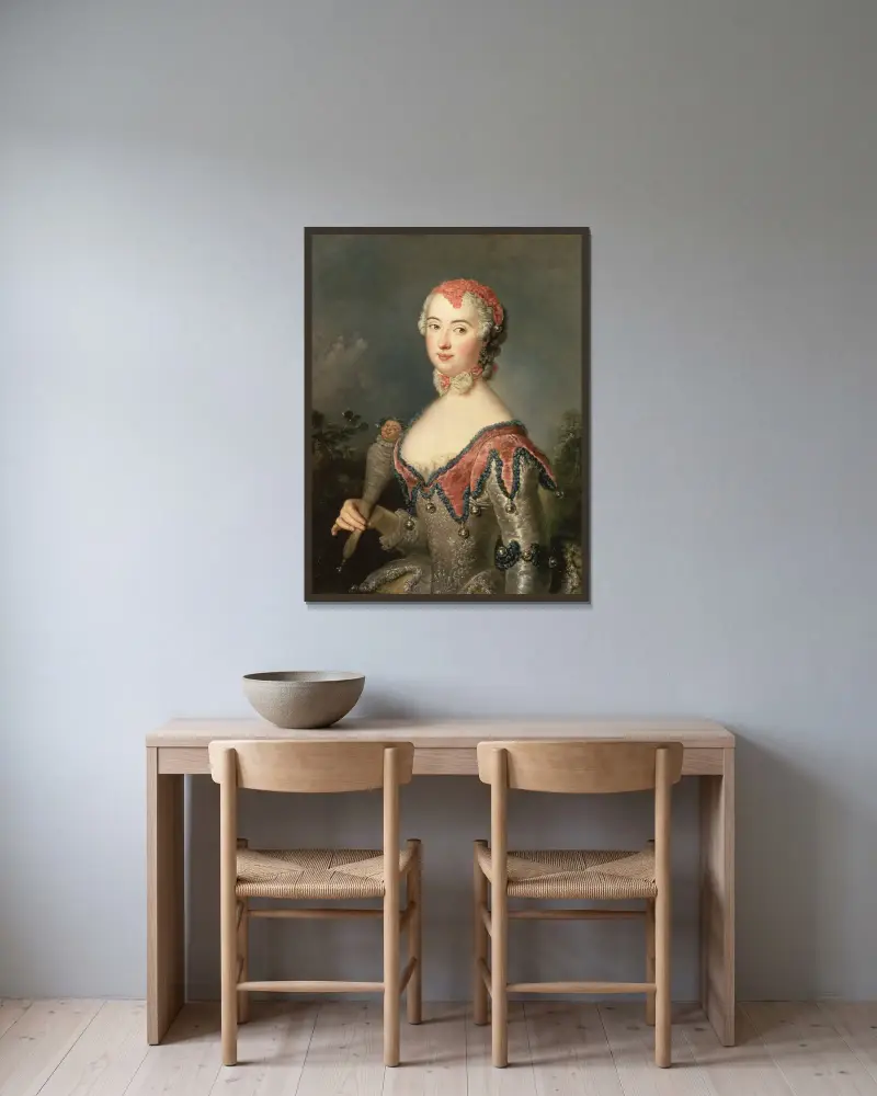 Charlotta Fredrika Sparre av Antoine Pesne inramad på en vägg