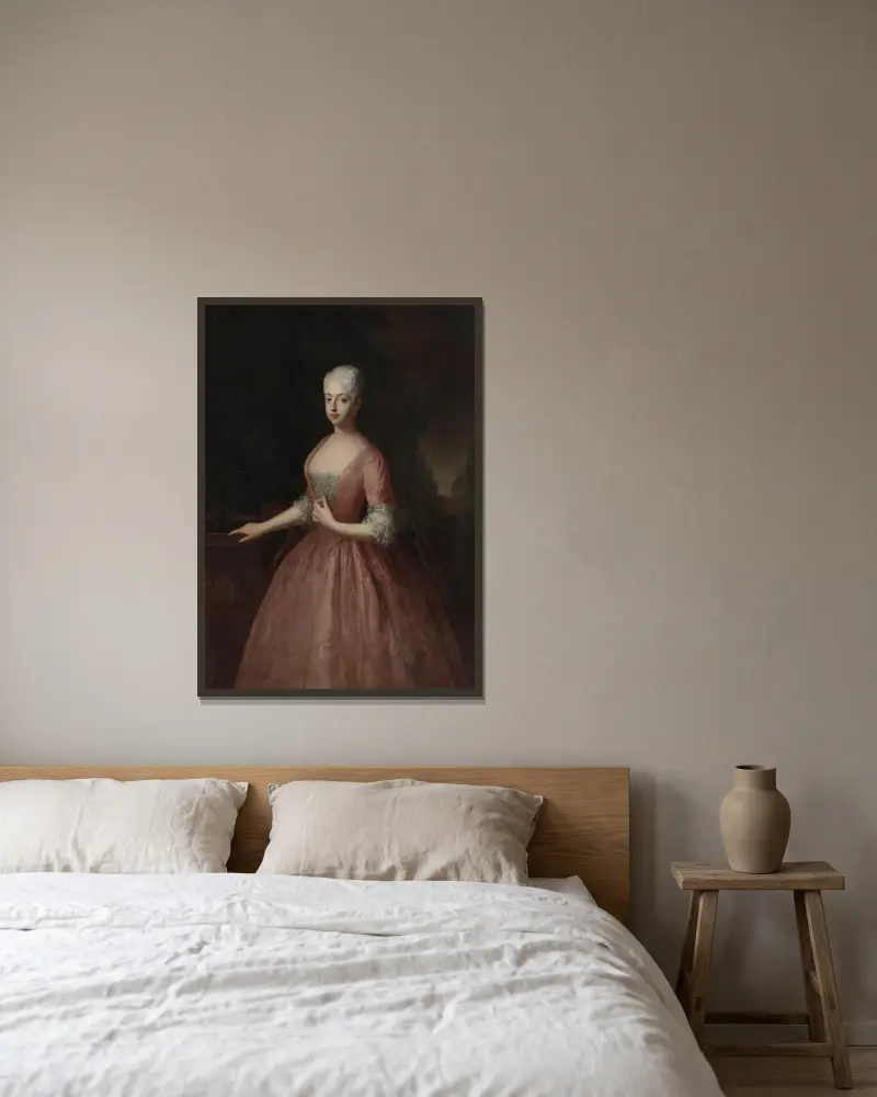 Markgräfin Friederike Louise av Antoine Pesne inramad på en vägg