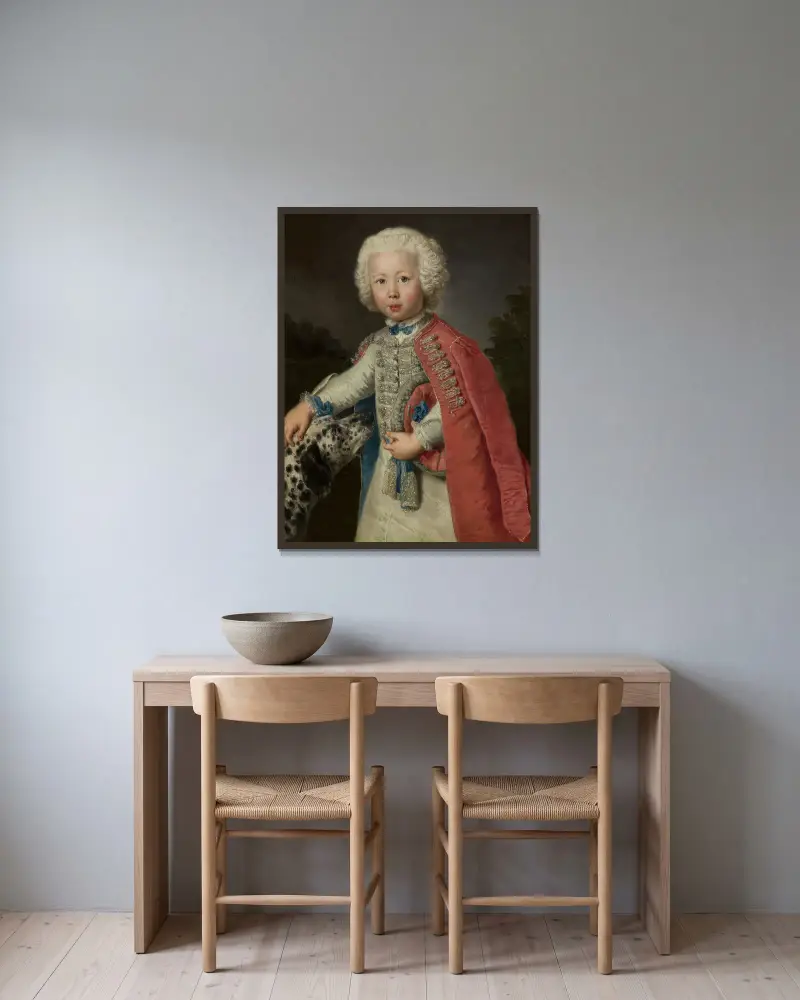 Portrait of a boy av Antoine Pesne inramad på en vägg